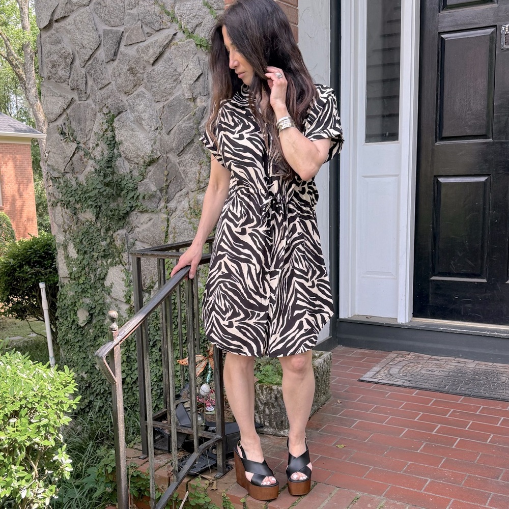 MADE IN ITALY Zebra Print Black and White Dress